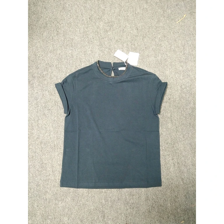 Cucinelli Tshirt Collo Monile Blue Cotton Elastane - Women