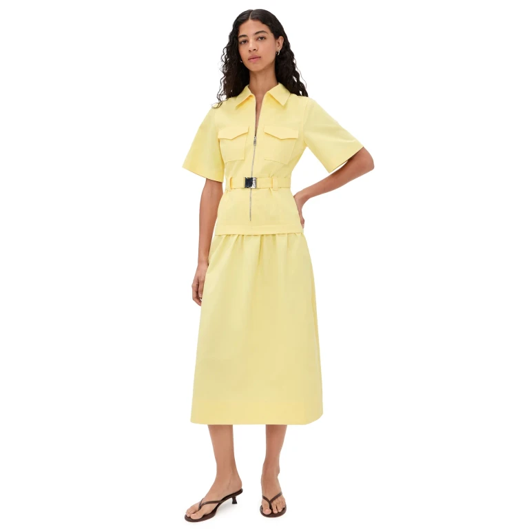 ALIGNE Pearl Belted Dress Butter Yellow 16