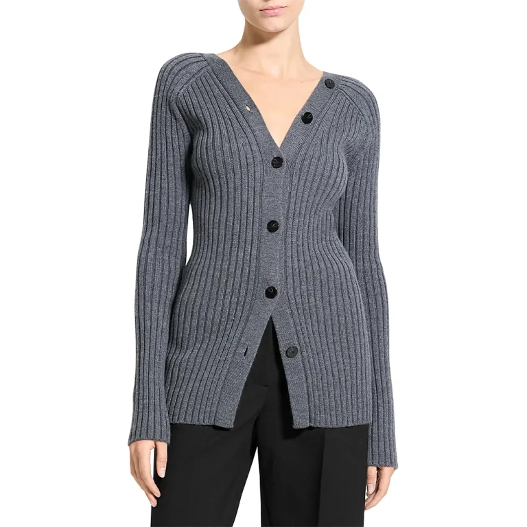 Theory Wool Long Sleeve Open Back Cardigan