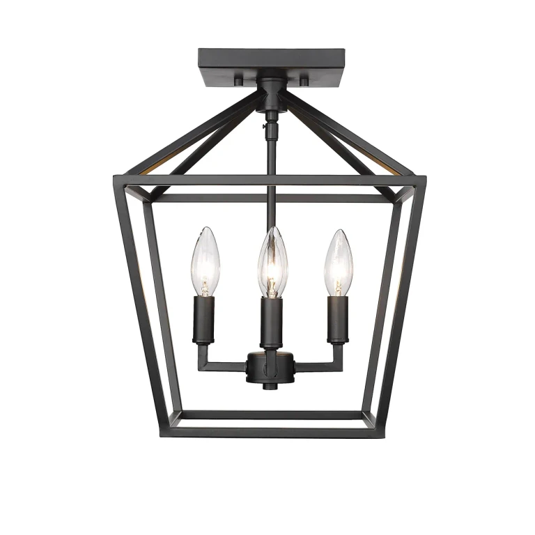 Matte Black Four Light Semi Flush Mount from the Collection