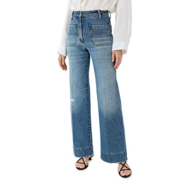 Victoria Beckham Alina Jeans Worn Blue Wash 26