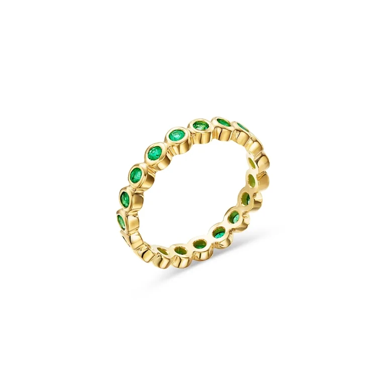 Temple St. Clair 18K Yellow Gold Cl Color Emerald Bezel Eternity Band