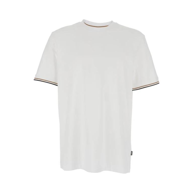Hugo Boss White T-shirt With Contrast Details On The Sleeves For Men