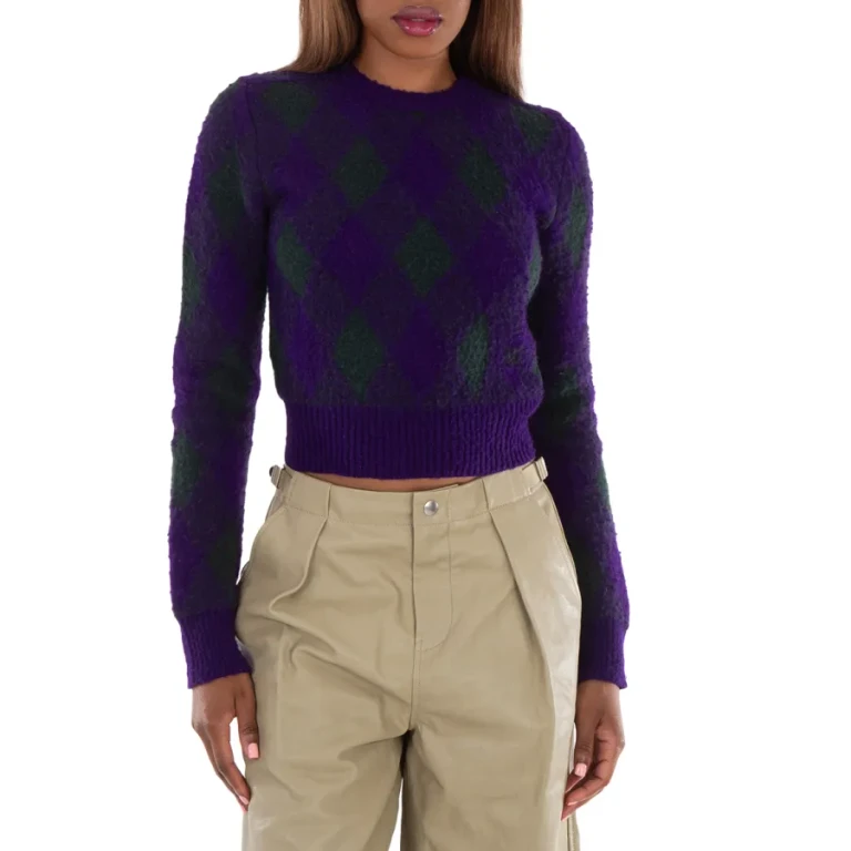 Burberry Argyle-Knit Long Sleeve Cropped Jumper