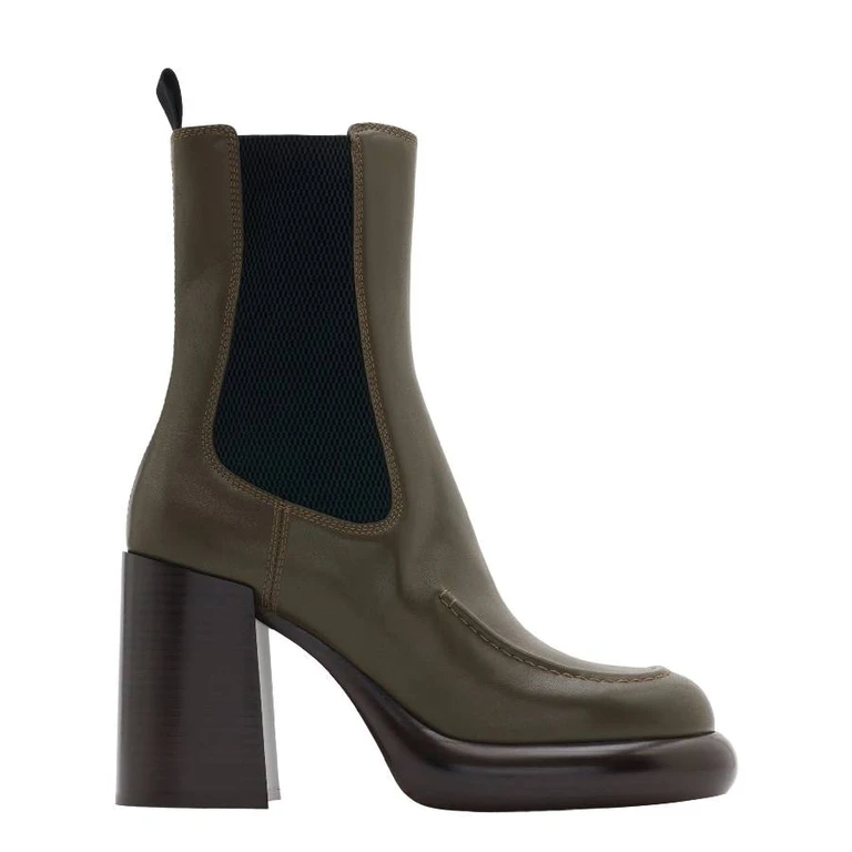 Burberry Womens Leather Wedge Chelsea Boots