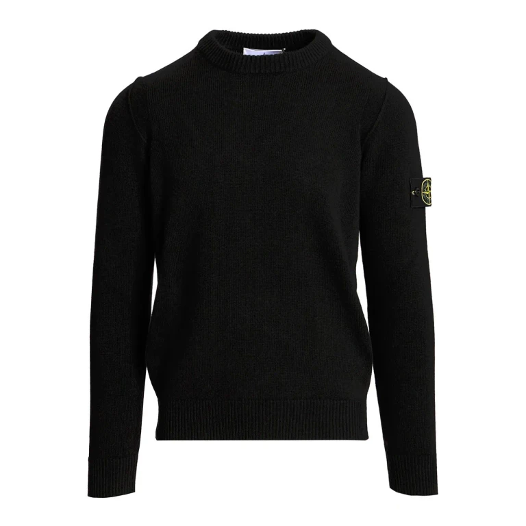 Virgin Wool Crewneck Jumper with Compass Logo Patch