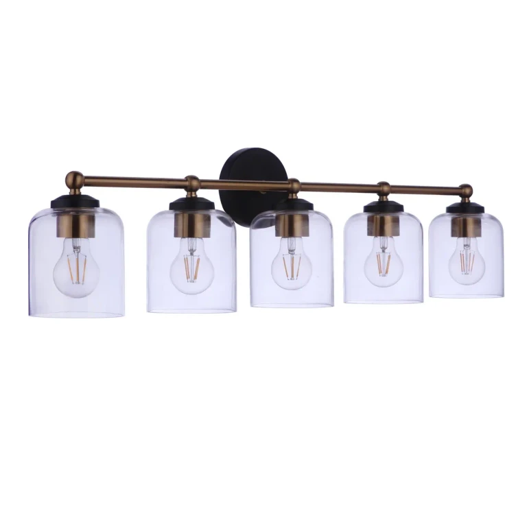 Coppa 5-Light Bathroom Vanity Light in Flat Black with Satin Brass