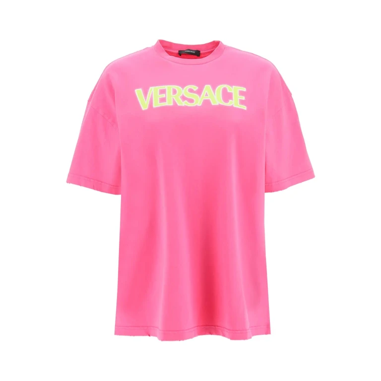 베르사체 남성용 코튼 로고 티셔츠