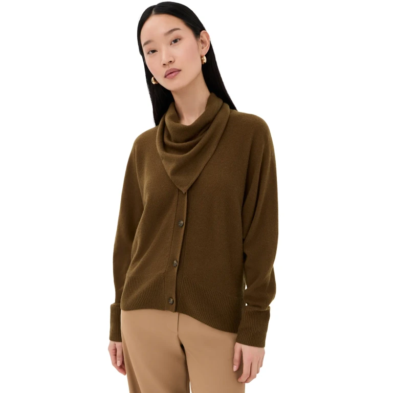 Le Kasha Lyss Cardigan With Detachable Scarf Cinnamon One Size