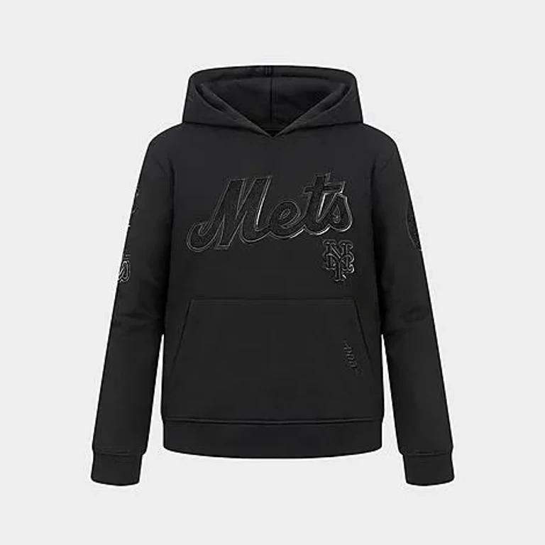 Pro Standard Big Kids New York Mets MLB Fleece Pullover Hoodie in Black Size: Small