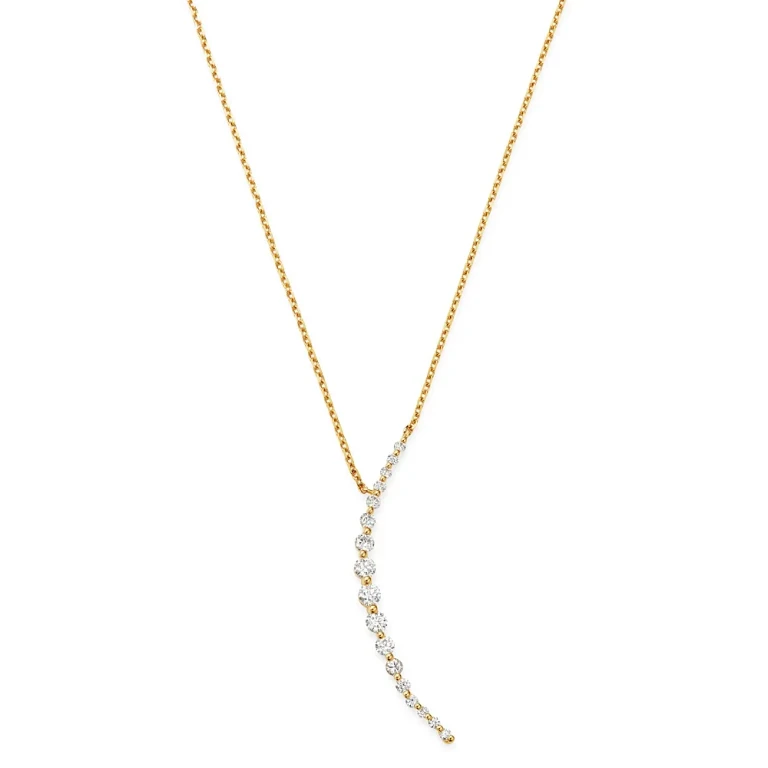 Diamond Crescent Necklace in 14K Yellow Gold, 0.35 tcw