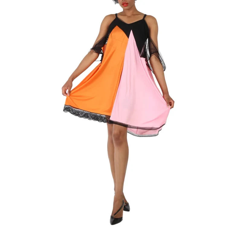 Burberry Midi Dress In Bright Orange, Size One Size