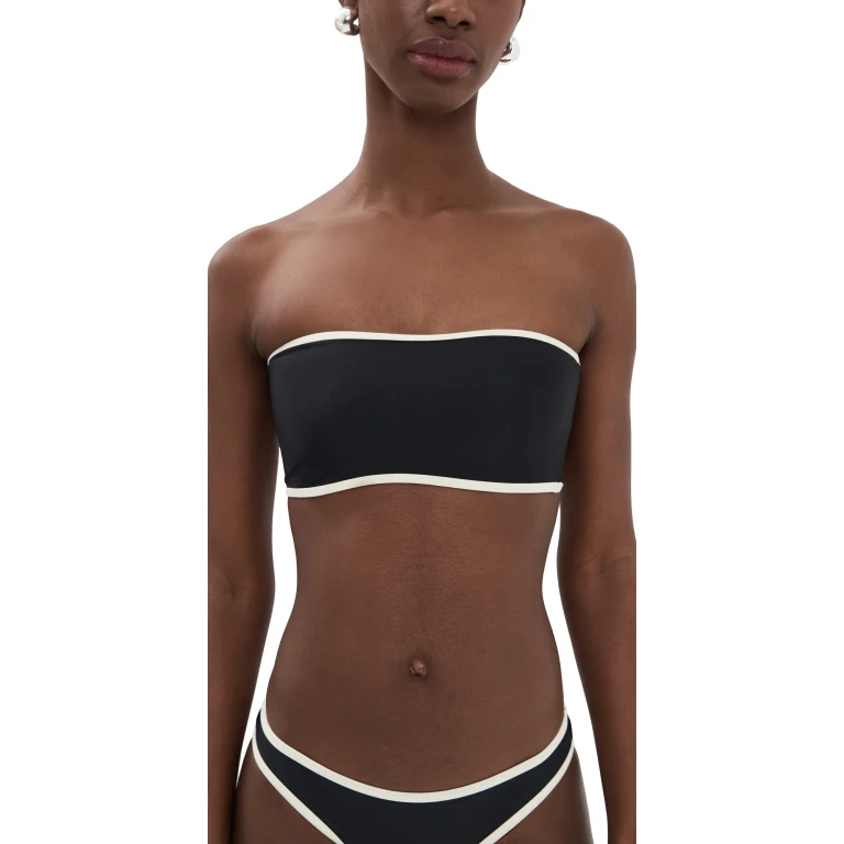JADE Swim All Around Bandeau Bikini Top Black w/ Ivory L