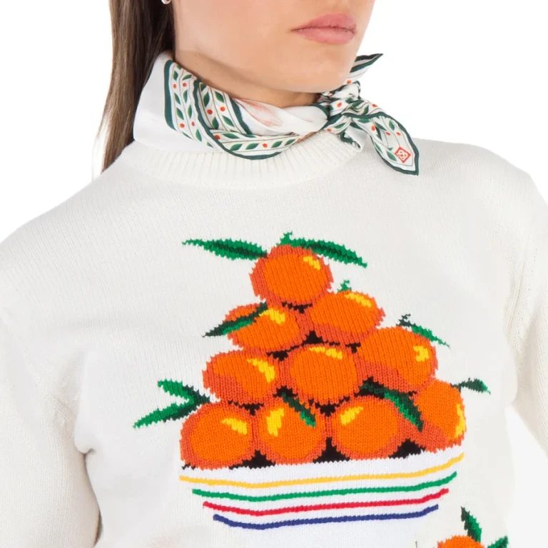 Casablanca Ladies Orange Silk Scarf In Fleur