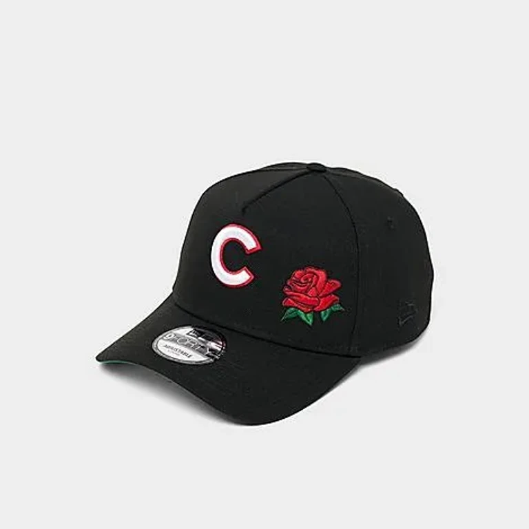 New Era Chicago Cubs MLB Rose 9FORTY A-Frame Snapback Hat in Black/White/Red