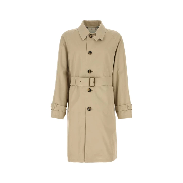 Burberry Capuccino Gabardine Trench Coat Fossil Exterior: Cotton - Men