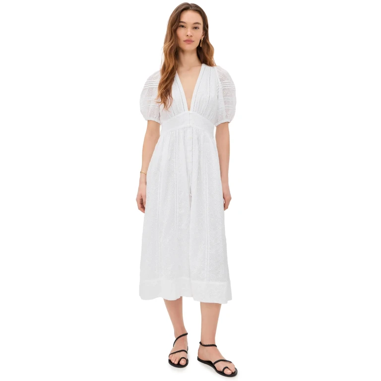 Poupette St Barth Reine Midi Dress White XS