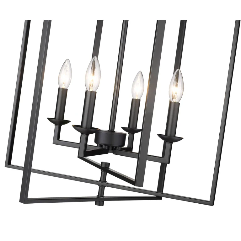 Matte Black Four Light Pendant from the Nellis Collection