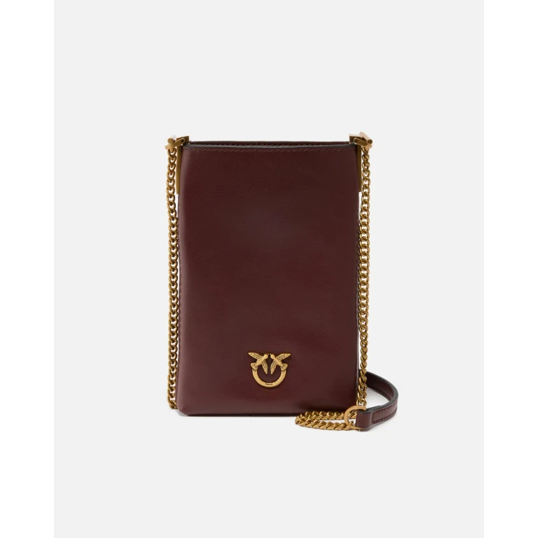 Pinko - Étui pour smartphone à bandoulière en cuir