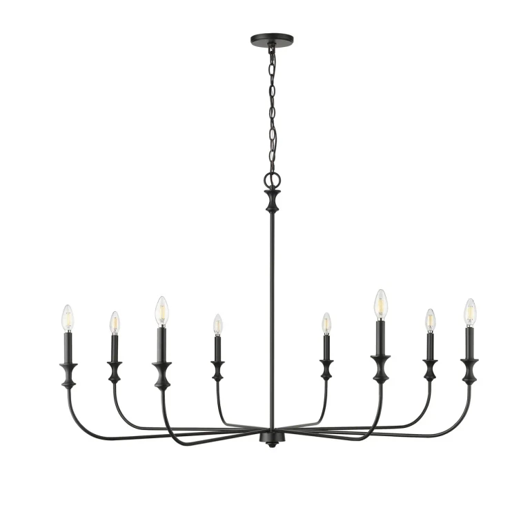 Matte Black Eight Light Chandelier from the Savanne Collection