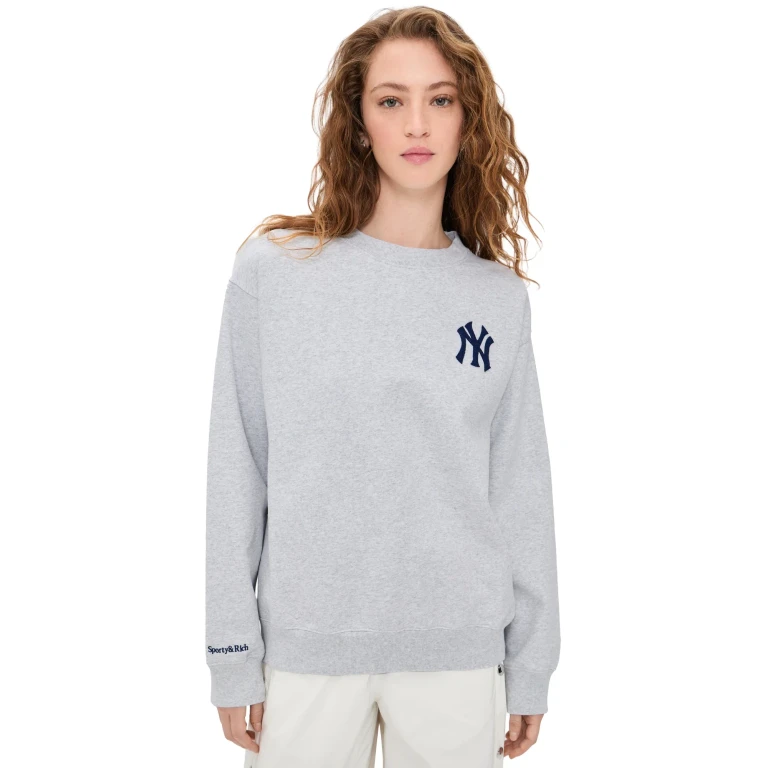 Sporty & Rich Heritage Yankees Pullover Heather Gray XS
