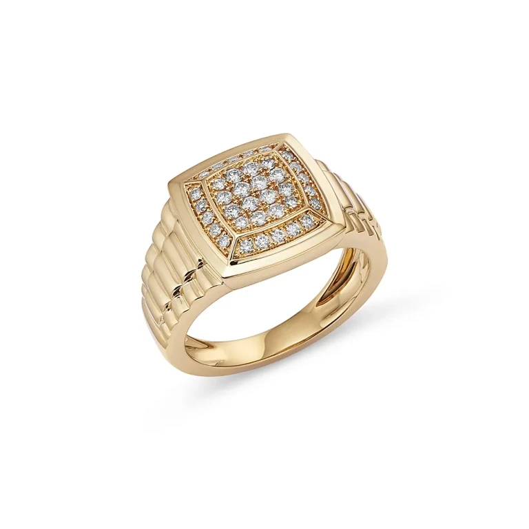 Men's Diamond Pave Ring in 14K Yellow Gold, 0.50 tcw
