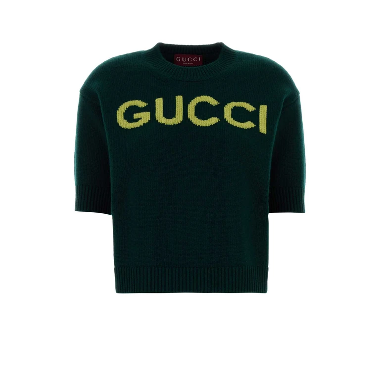 Gucci Bottle Green Wool Sweater Pinegreen Fabric Maglieria - Women