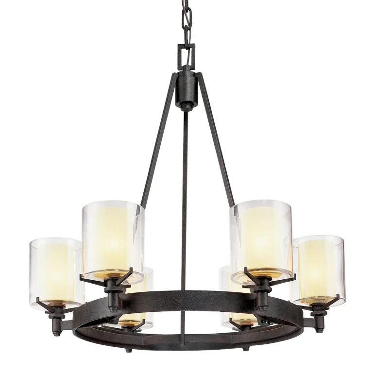 Textured Iron Six Light Chandelier from the Arcadia Collection