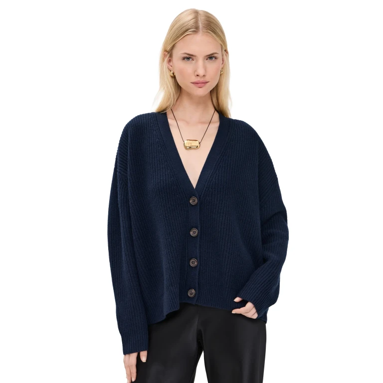 Jenni Kayne Cropped Cashmere Cocoon Cardigan Navy S