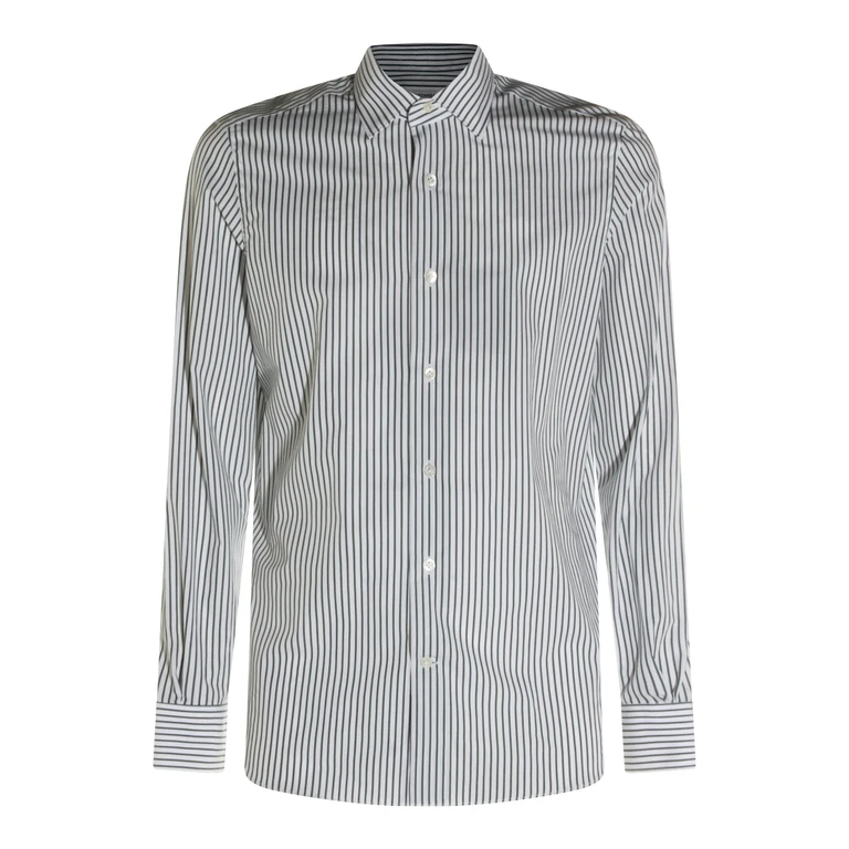 Mazzarelli Shirts Bianco-verde _100 % Co - Men