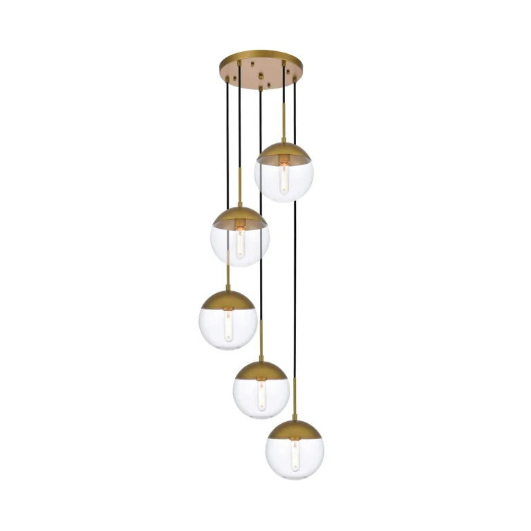 Brass Five Light Pendant from the Eclipse Collection