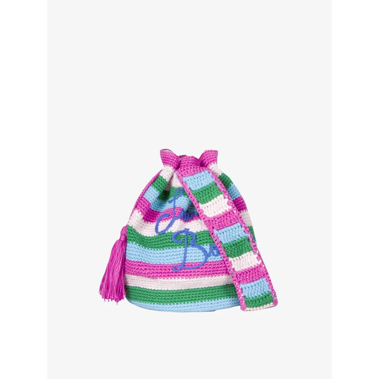 Mc2 Saint Barth Crochet Bucket Multicolor Striped Bag - Unisex