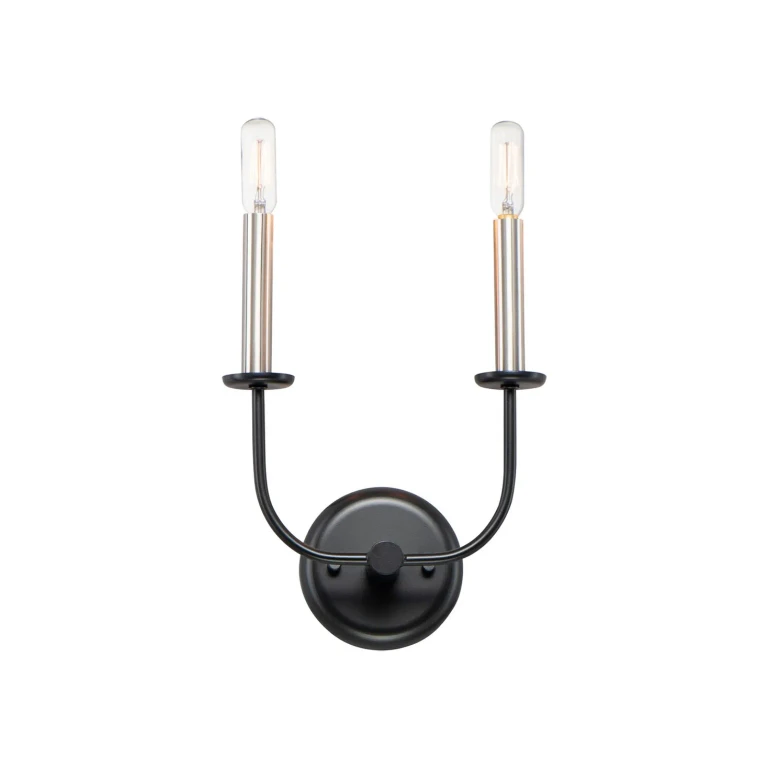 Black Satin Nickel Two Light Wall Sconce from the Wesley Collection