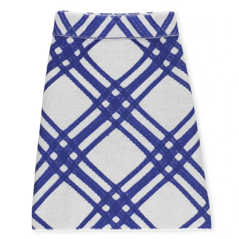 Burberry Kids Laura Knit Check Wool Skirt