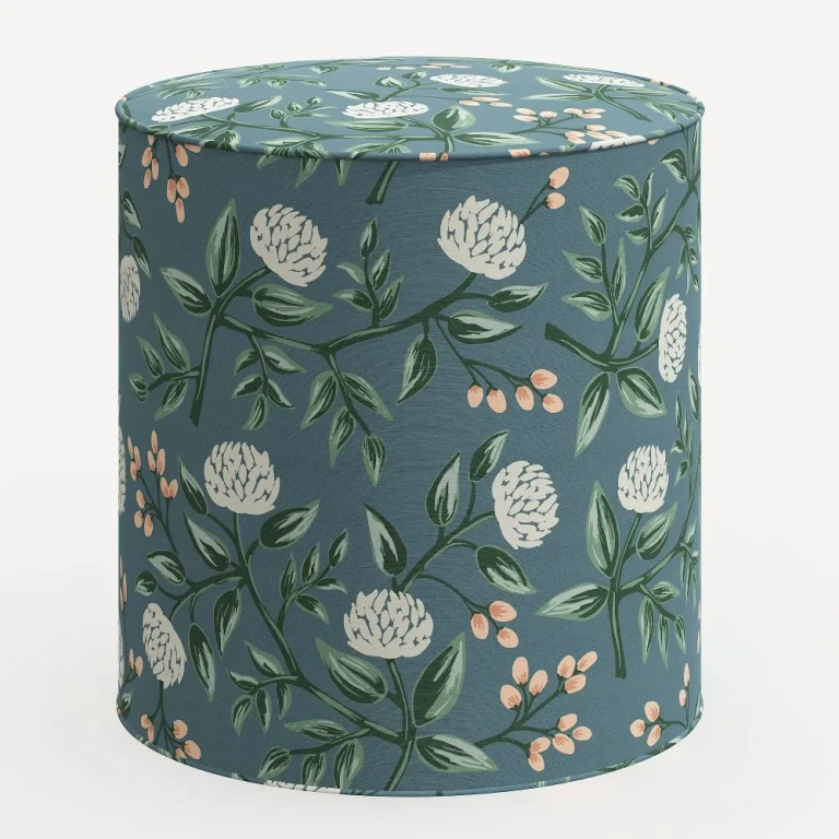 Billie Emerald Peonies Round Ottoman
