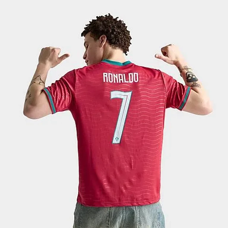 Men's Puma Cristiano Ronaldo Portugal 2026 Home Replica Soccer Jersey in Club Red/Green Lagoon Size: Small