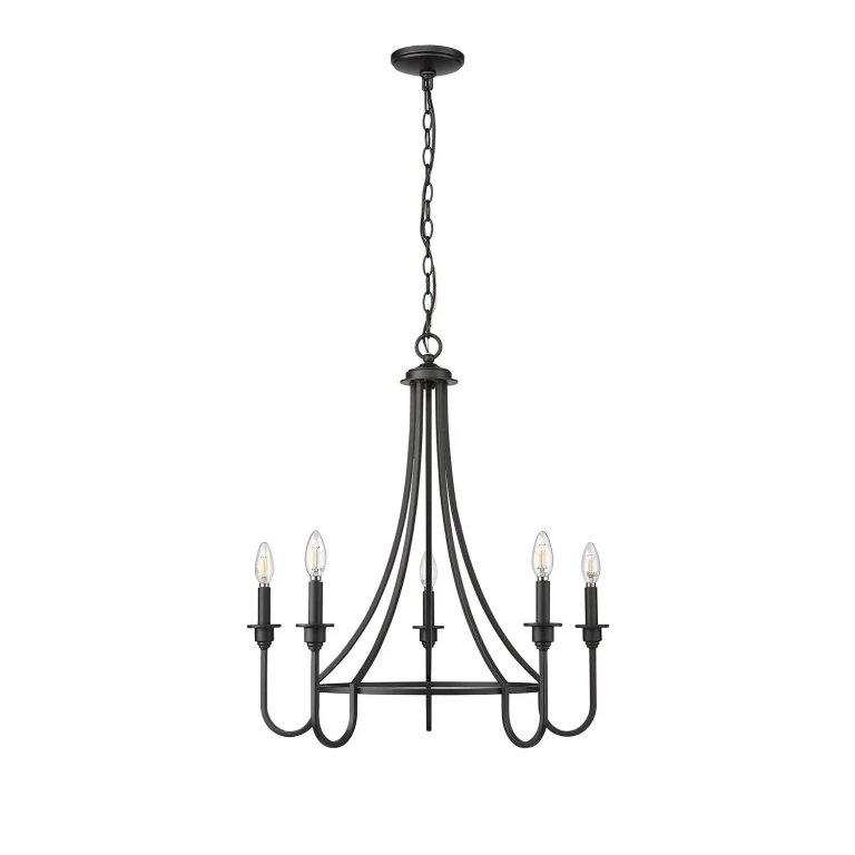 Matte Black Five Light Chandelier from the Artemis Collection