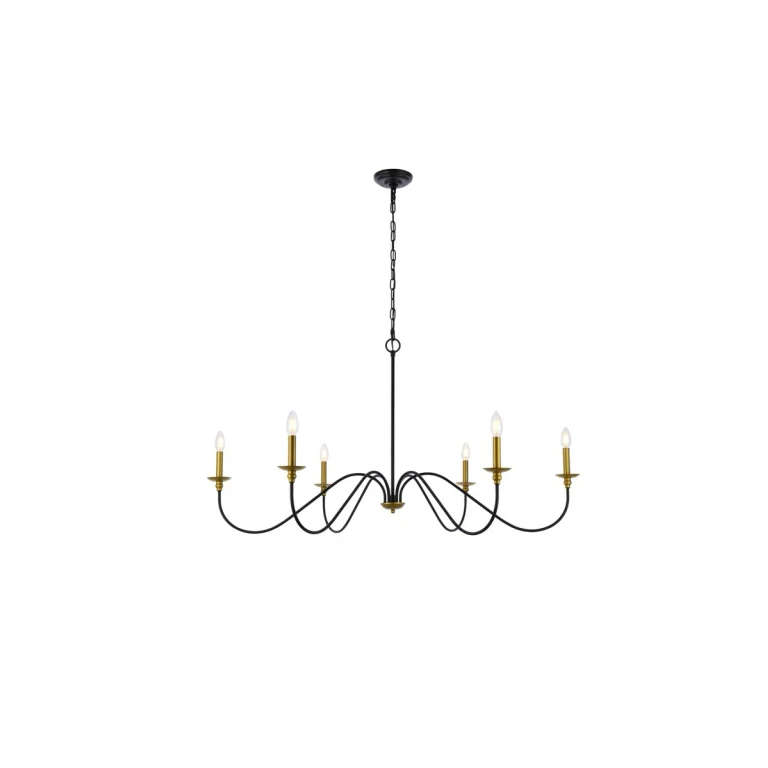 brass Six Light Chandelier from the Rohan Collection