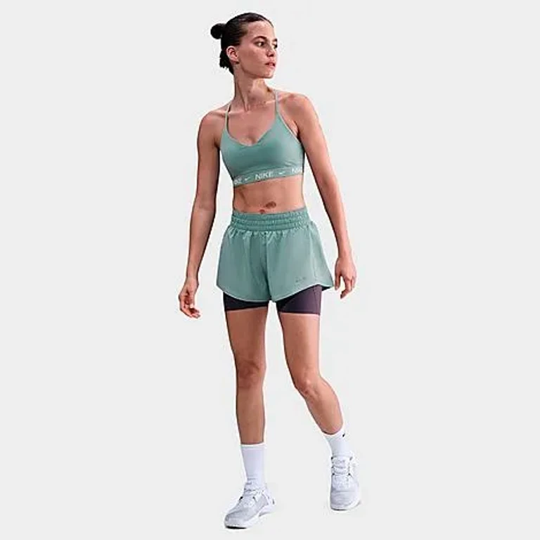 Nike Women's One Dri-FIT Mid-Rise 3" Brief-Lined Shorts in Cannon/Reflective Silver Size: XXS