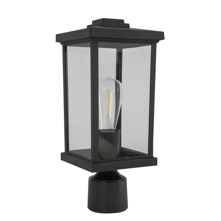 Textured Black One Light Post Mount from the Resilience Lanterns Collection