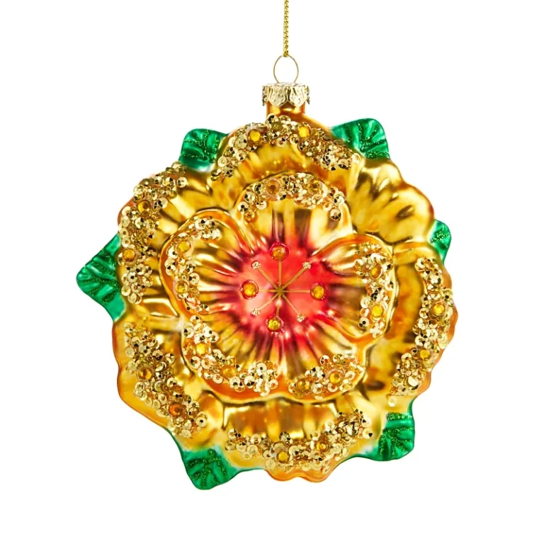 Glass Orange Flower Ornament - Exclusive