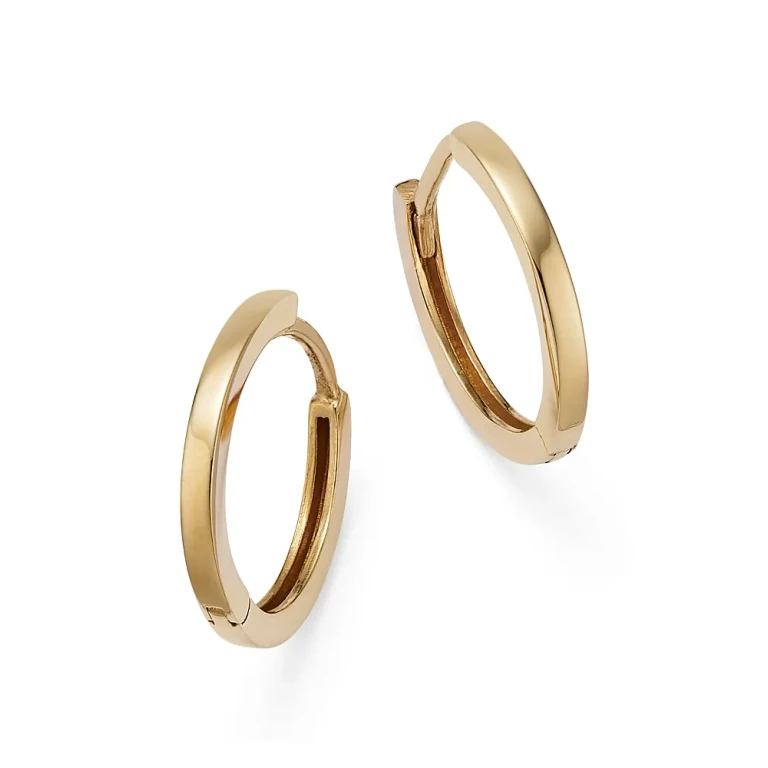 14K Yellow Gold Small Polished Huggie Hoop Earrings