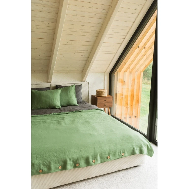 Linen duvet cover in Matcha Green