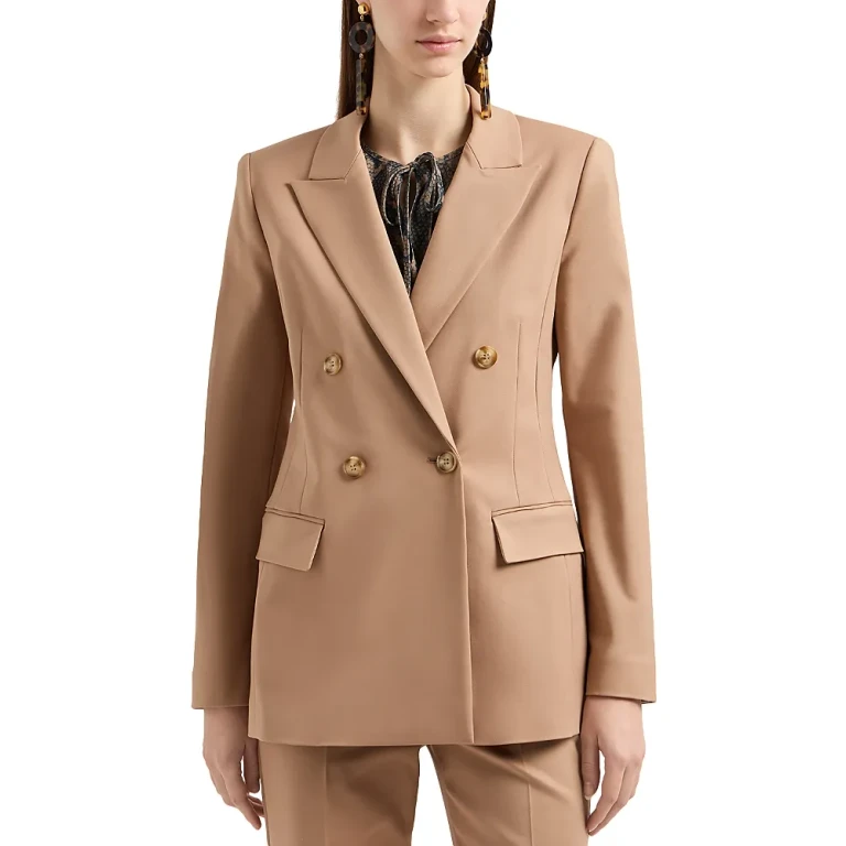 Emporio Armani Stretch Cotton Double Breasted Blazer