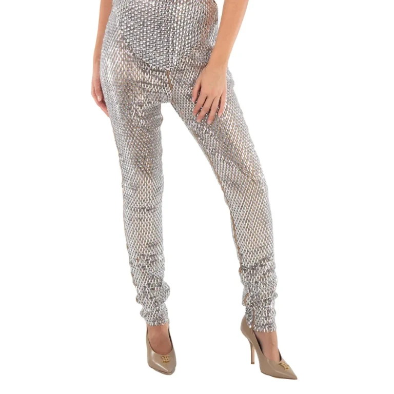 Burberry Metallic Paillette-Embellished Mesh Leggings