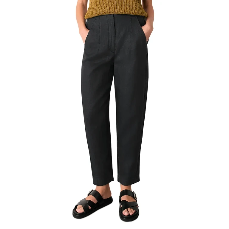 Whistles Linen Barrel Leg Trousers