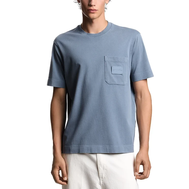 Emporio Armani Jersey Tee With Leather Logo Patch