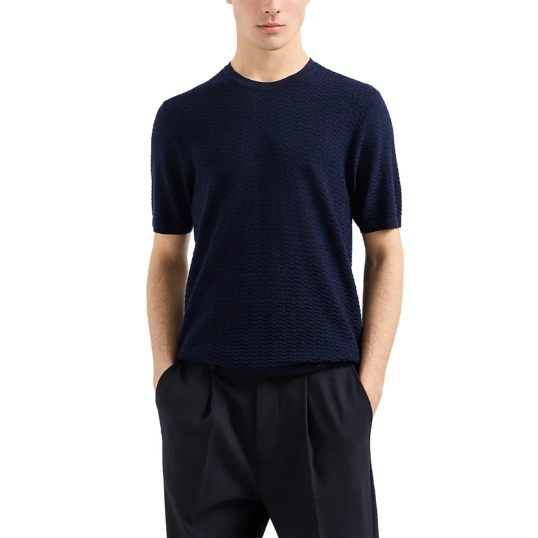 Emporio Armani Allover Jacquard Short Sleeve Sweater