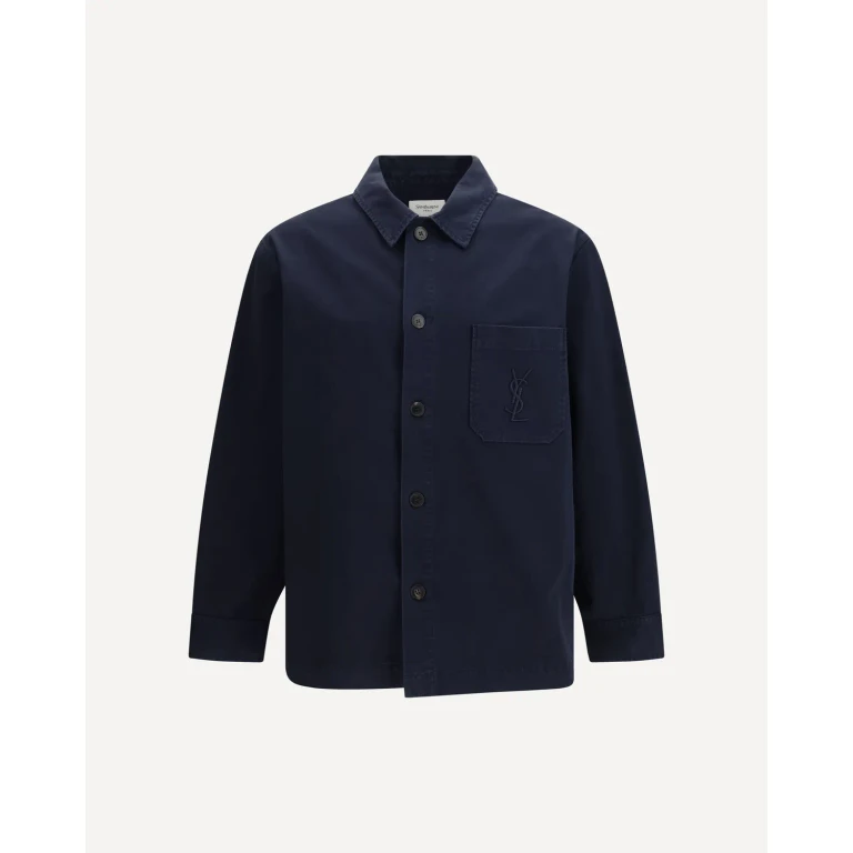 SAINT LAURENT Cassandre Overshirt in gabardine with logo Male XL