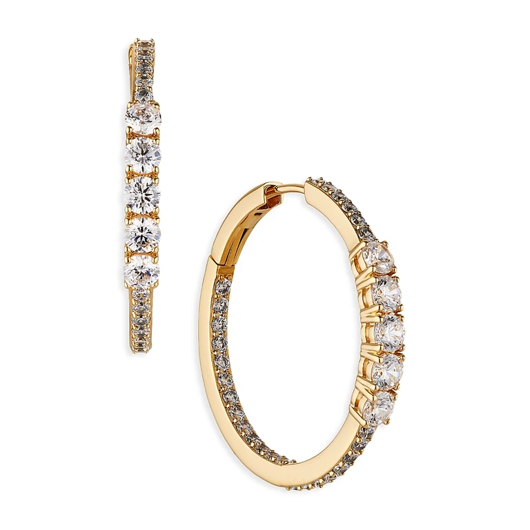 Nadri Love All Cubic Zirconia Hoop Earrings